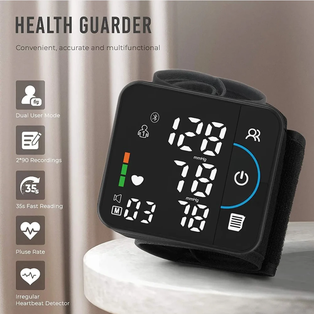 Bluetooth Charging Blood Pressure Monitor West Voice Sphygmomanometer Wireless Data Storage Arrhythmia Detection