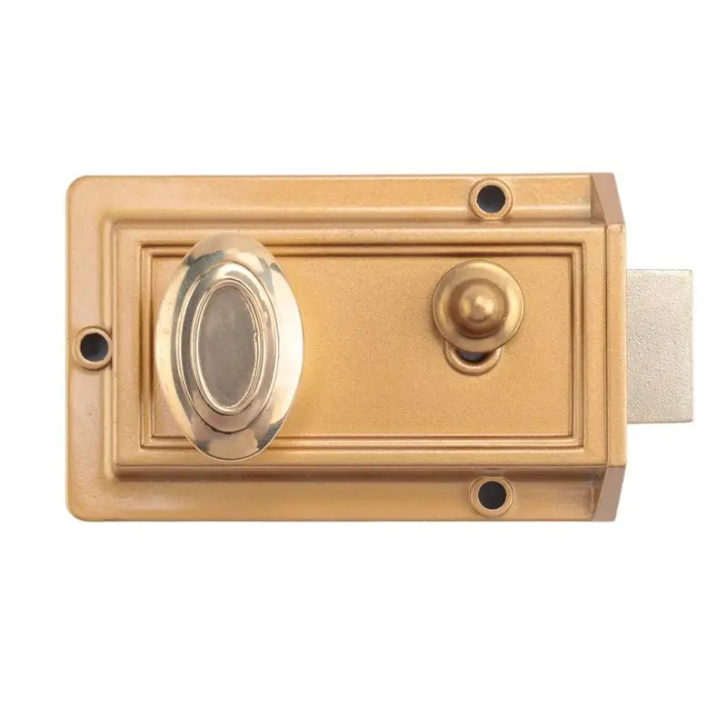 N82R 4X قفل بمزلاج ديدبولت من الزنك لمدخل باب البوابة الليلية، لمسة نهائية ذهبية