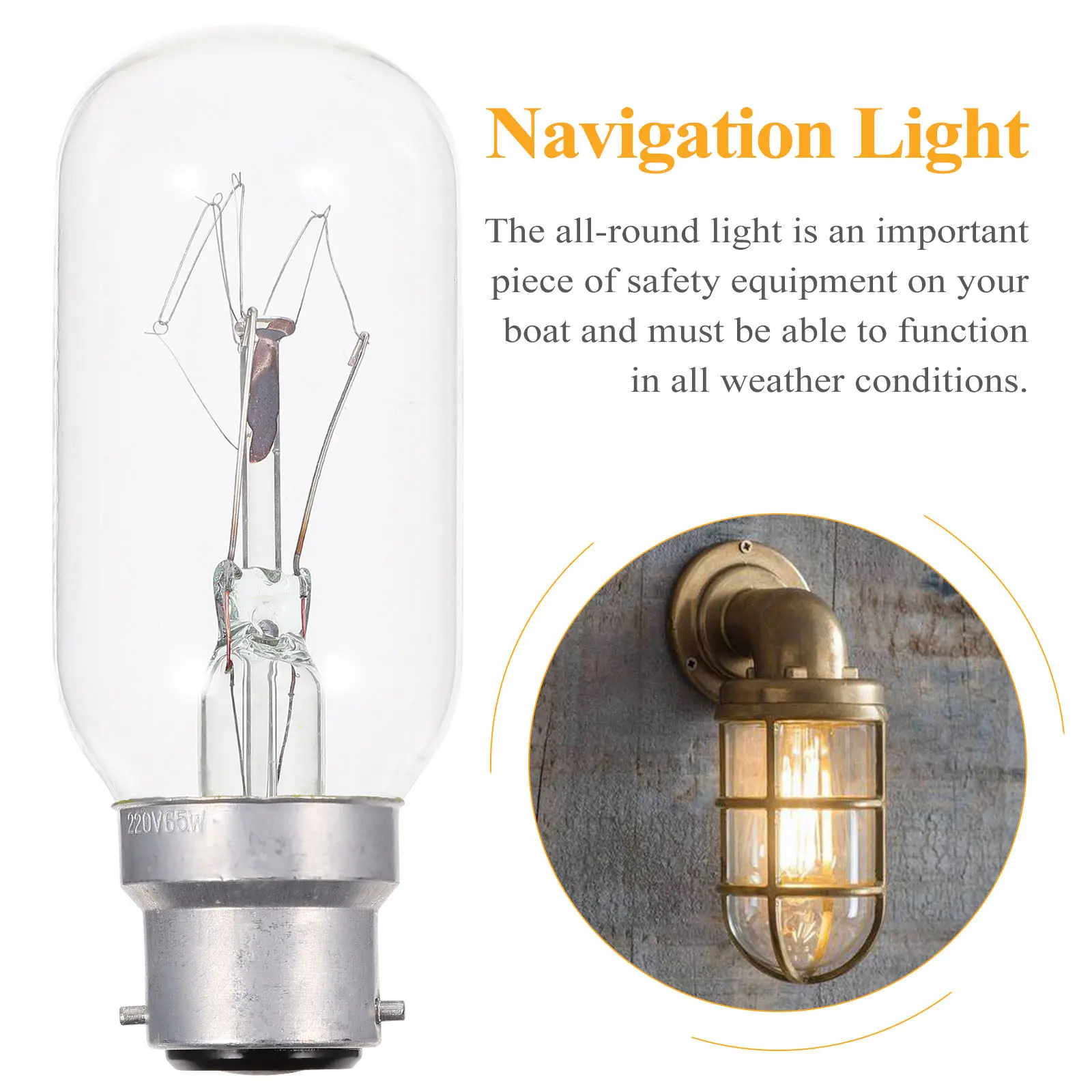 

1Pcs Navigation Light Bulb Transparent Glass All Round 360 Degree Indicator Lamp for Boat Yacht Marine Safety Running Light