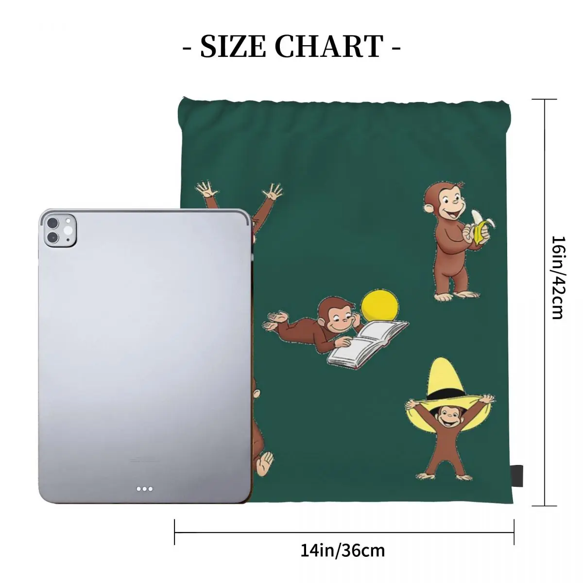 George The Curious Monkey Backpacks Fashion Portable Drawstring Bags Shoes Bag Book Bags For Man Woman Students