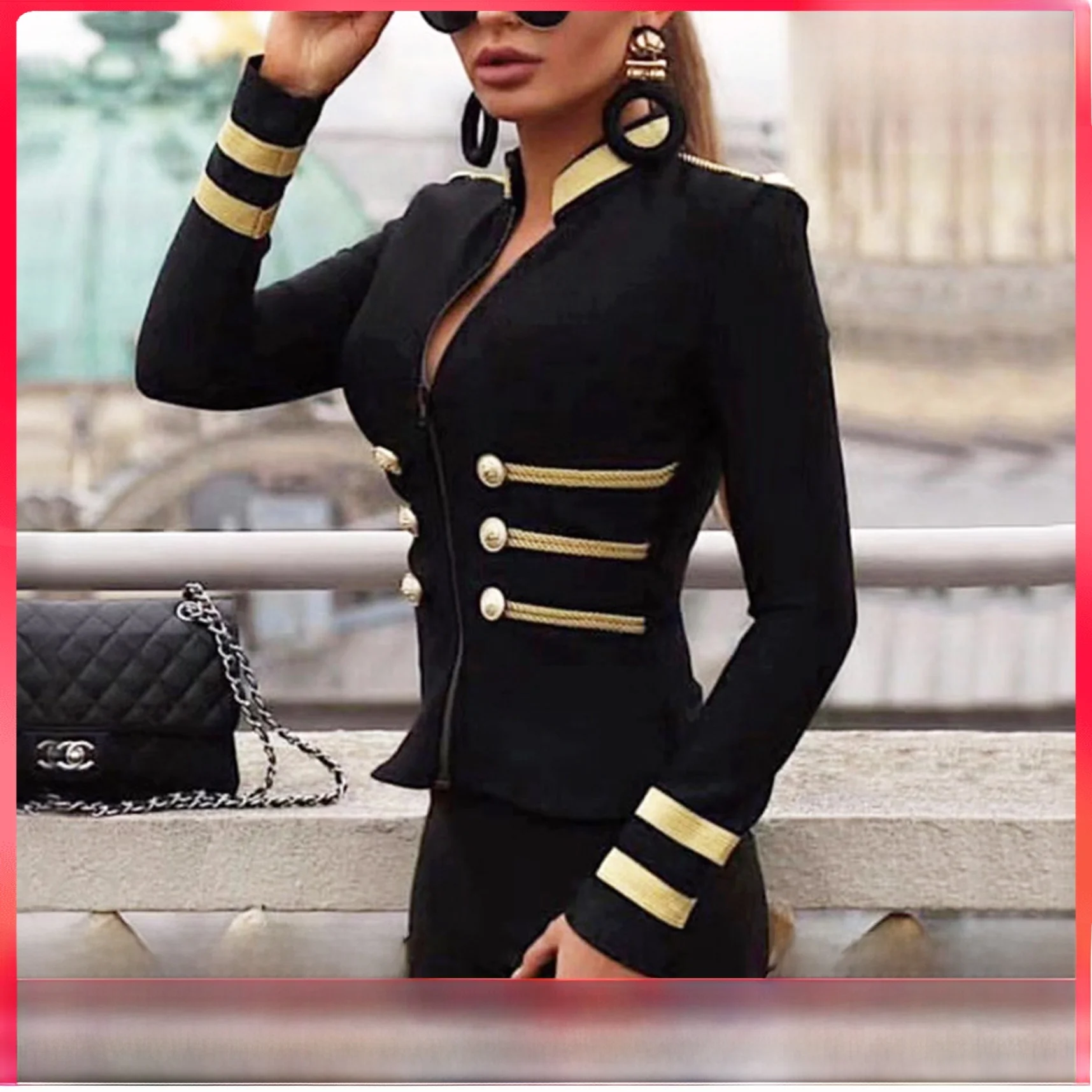 

Женская укороченная куртка Ele Zipper Briti Sle с воротником-стойкой, приталенная, с длинными рукавами, для повседневной носки