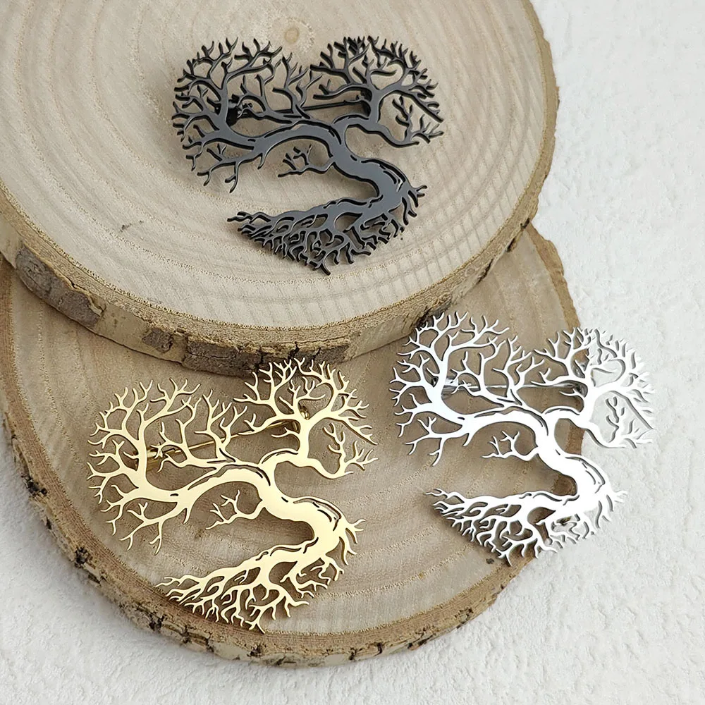 Original innovative branch love hollow stainless steelGold-plated 18K brooch, suit lapel pin, waterproof formal fittings