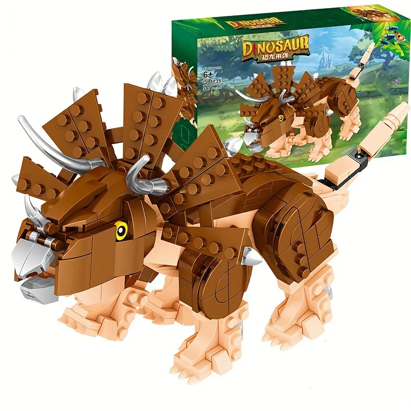 

387PCS Dinosaur Building Block Diy Triceratops Model Assembly Bricks Desktop Decoration Educational Toys For Kids Holiday Gifts