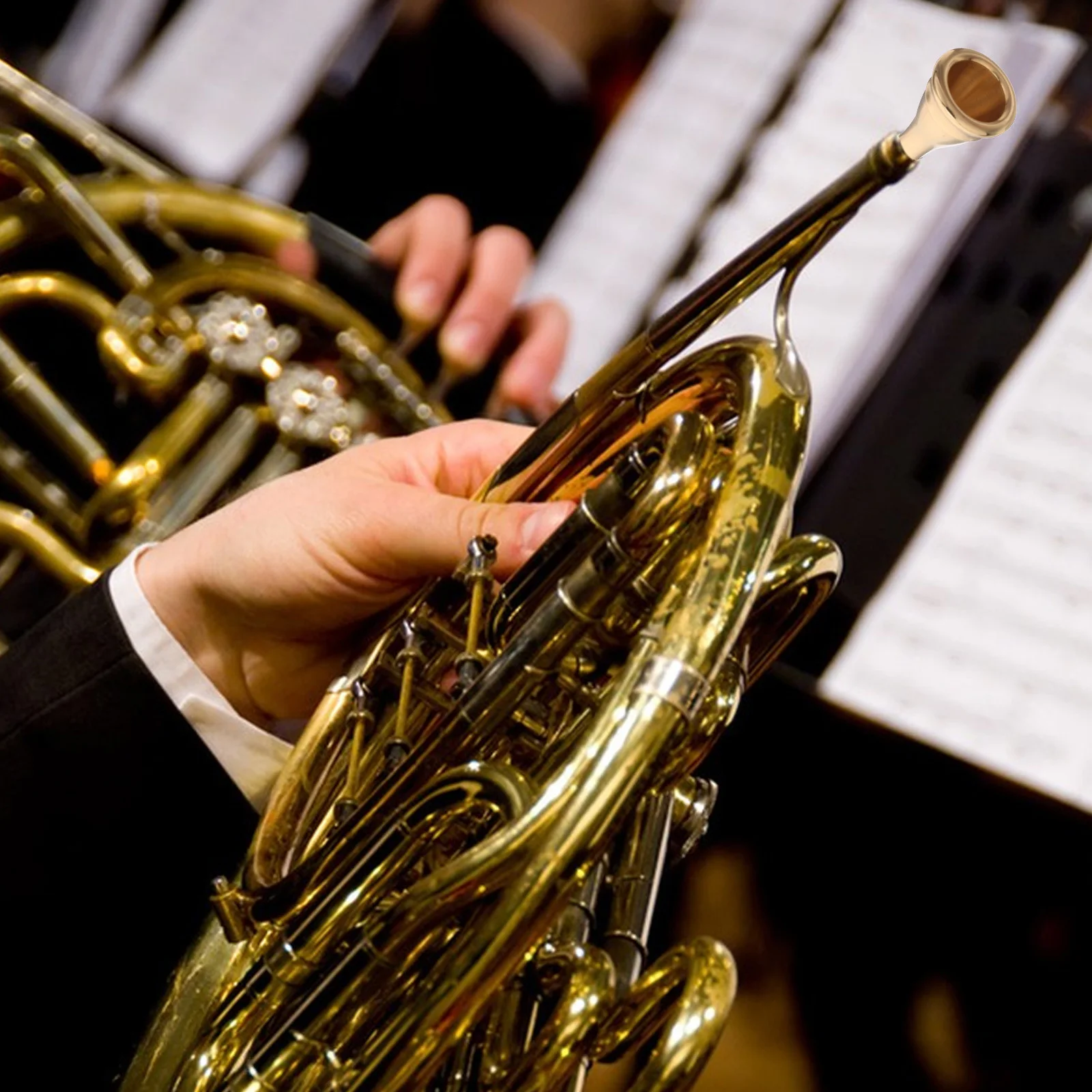 2 szt. Ustniki do waltorni, akcesoria do instrumentów dętych, wykończenie złote/srebrne, uniwersalny rozmiar standardowy, do koncertów i ćwiczeń