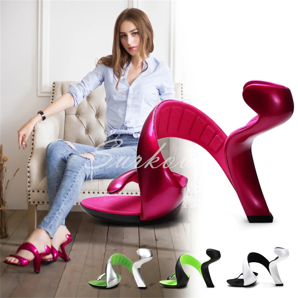 Snake Winding Shaped Heel Bottomless Sandals Personalized Design Fashion Ladies Sandals Round Open Toe Technology Sense Shoes