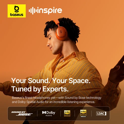 Baseus Inspire XH1 ANC Auriculares inalámbricos Bluetooth 6.1 48dB Auriculares con cancelación de ruido adaptable Hi-Res LDAC 100Hr Sonido de Bose