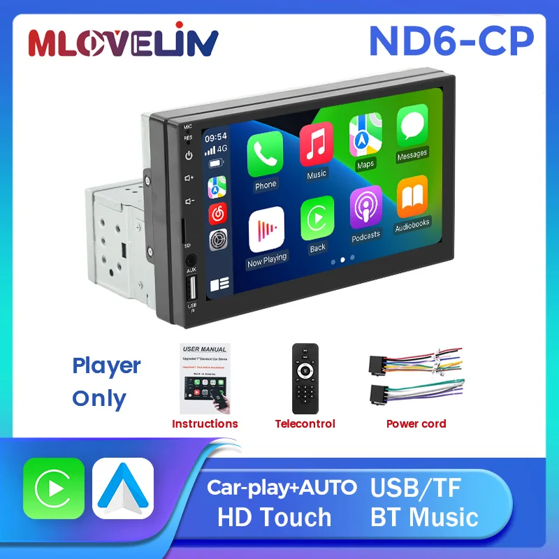 ND6-CP Universal Car Intelligence System HD touch screen Multimedia Player Apple CarPlay Android auto Mirror Link MP5 Car Radio