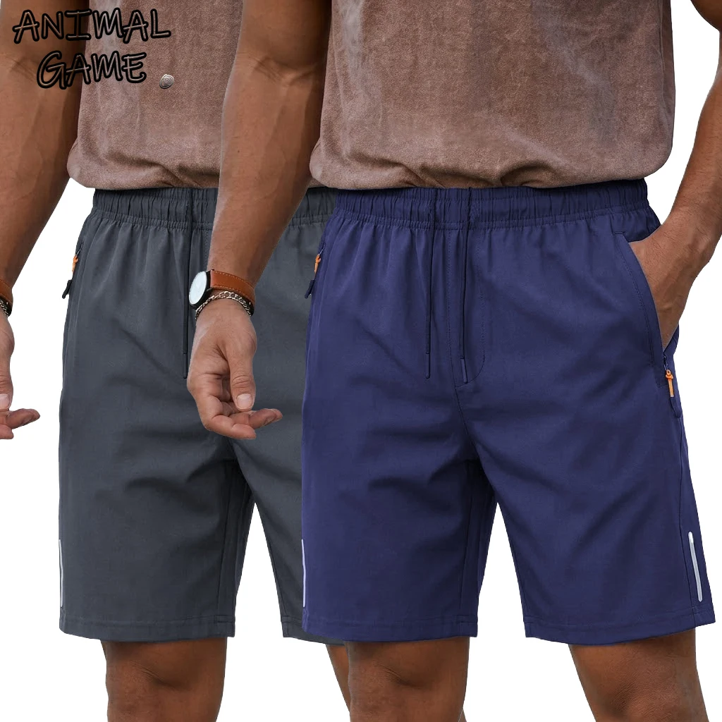 

Летние мужские шорты, быстросохнущие спортивные брюки, повседневные брюки для спортзала, походные шорты, тонкие пляжные брюки, спортивные штаны с карманами на молнии