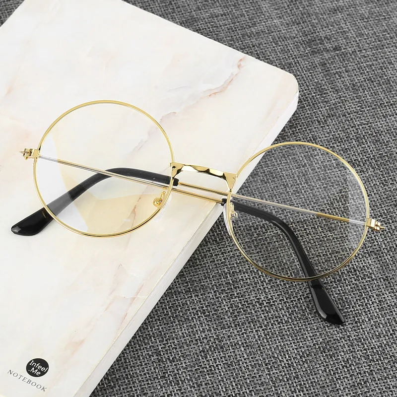 Óculos redondos Óculos Frame Vintage Retro Metal Frame Clear Glasses Preto Oversized Round Glasses Circle Eye Glasses