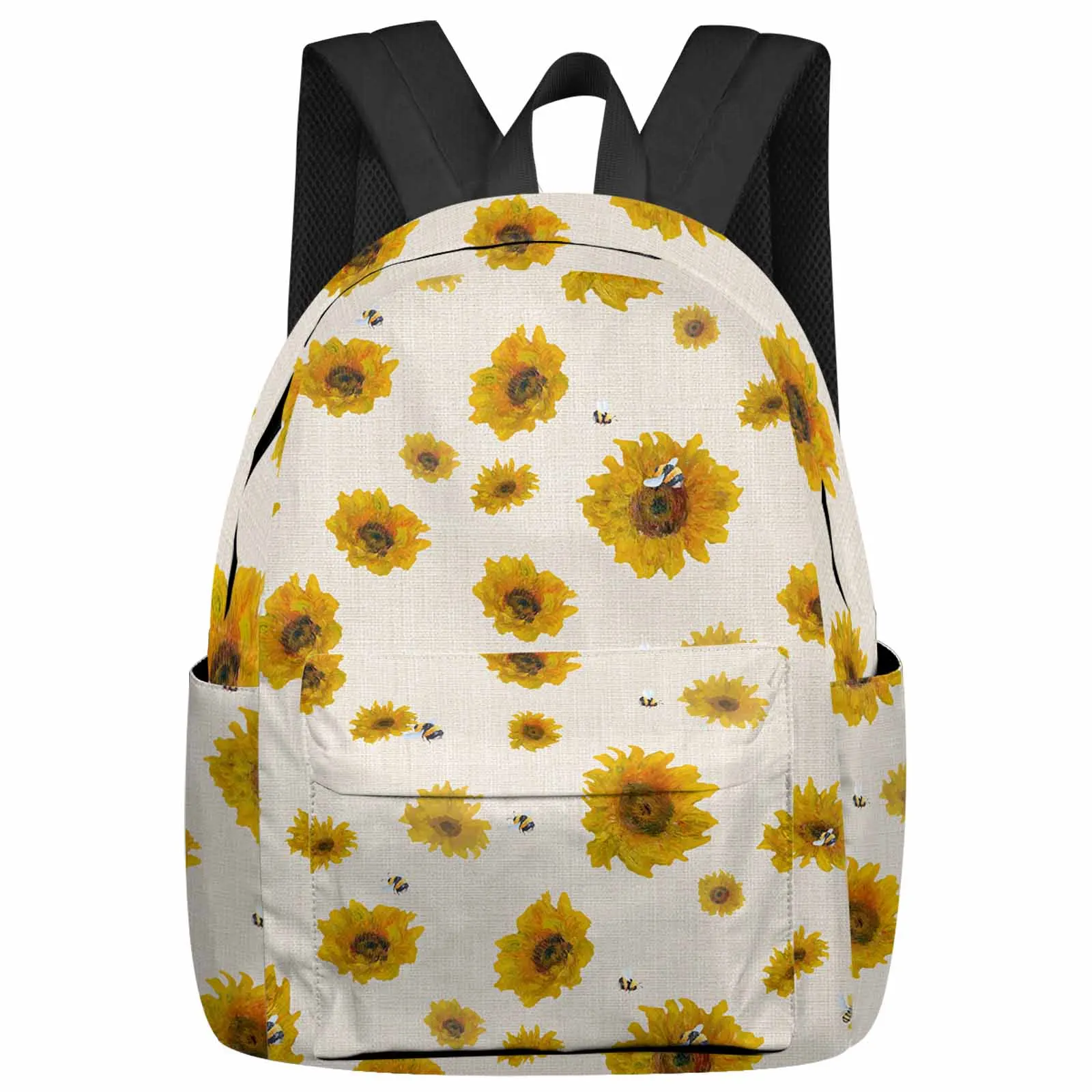 

Sunflower Bee Oil Painting Backpack School Bags for Teenagers Students Laptop Bag Women's Casual Travel Backpack