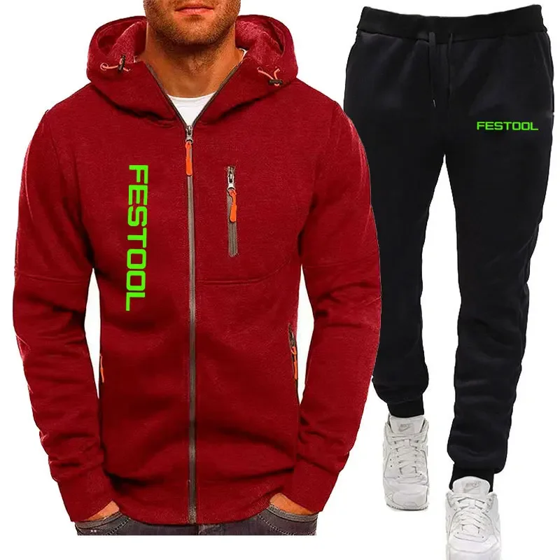 2025 European and American Men's sportswear set, hooded pullover + sportswear pants set, casual jogger sportswear 2-piece set, M