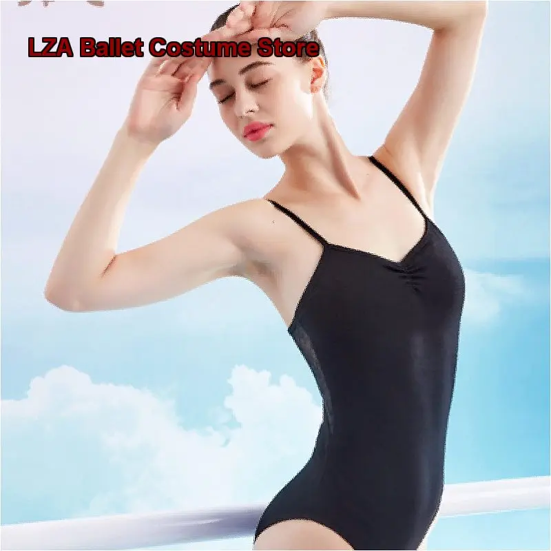 Women's Summer Spaghetti Strap Lace Bodysuit Adult Dance Practice Body Gymnastics Yoga