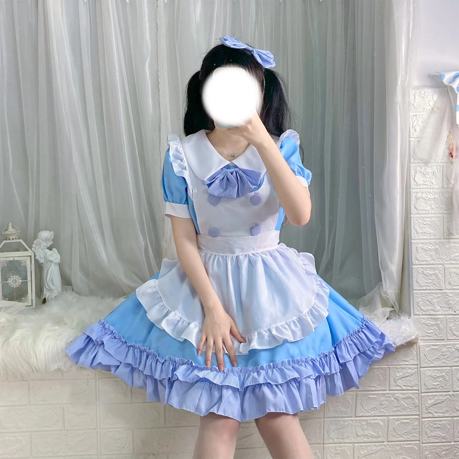 Robe Cosplay Lolita douce pour filles, costume d'anime, robe de femme de chambre française, bleu, blanc, japonais, mignon, nouveau produit, 2023