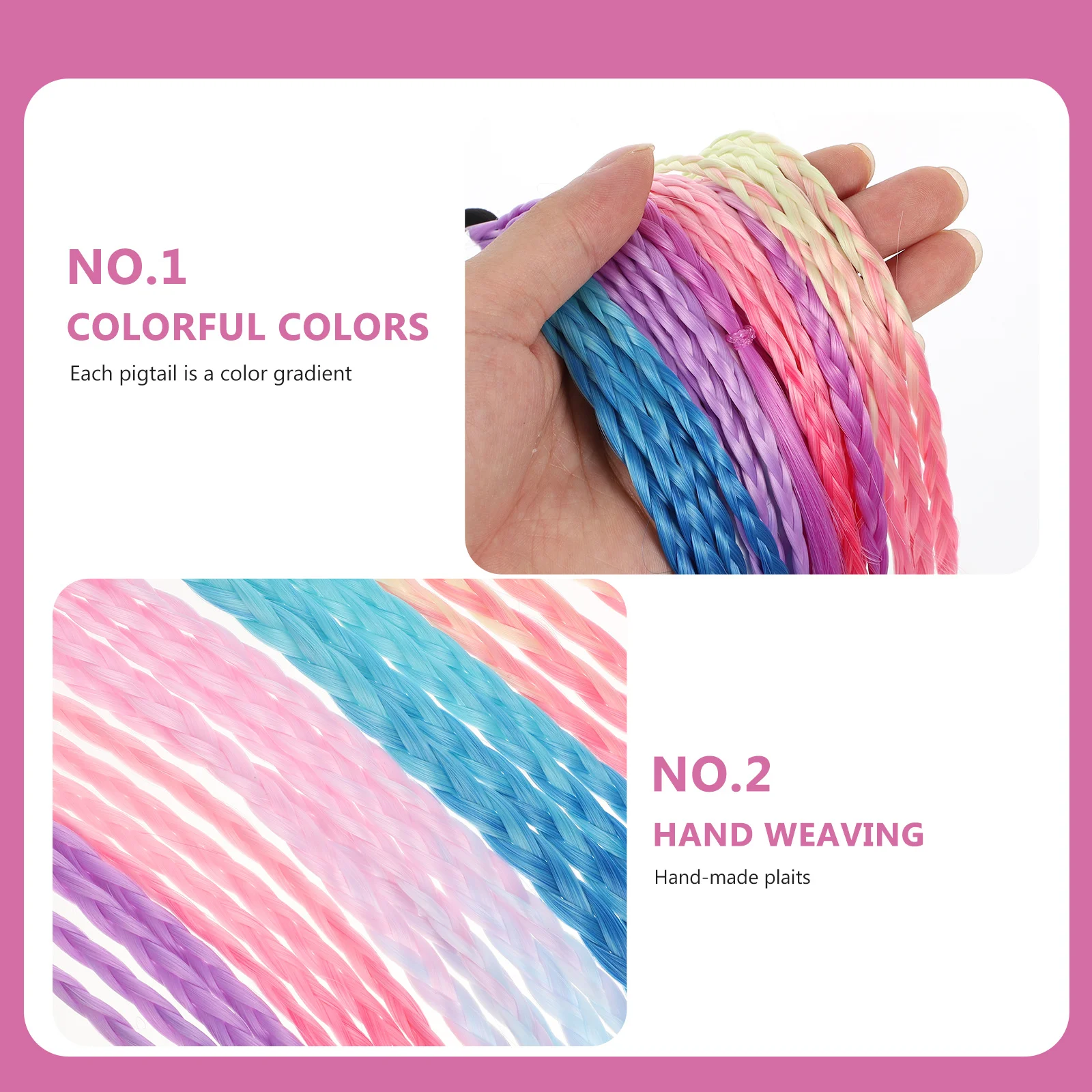 

6pcs Colored Braid Extensions Braids Rings For Girls Ponytail Holder All Year Round Use Braid Hair Accessories False Braided