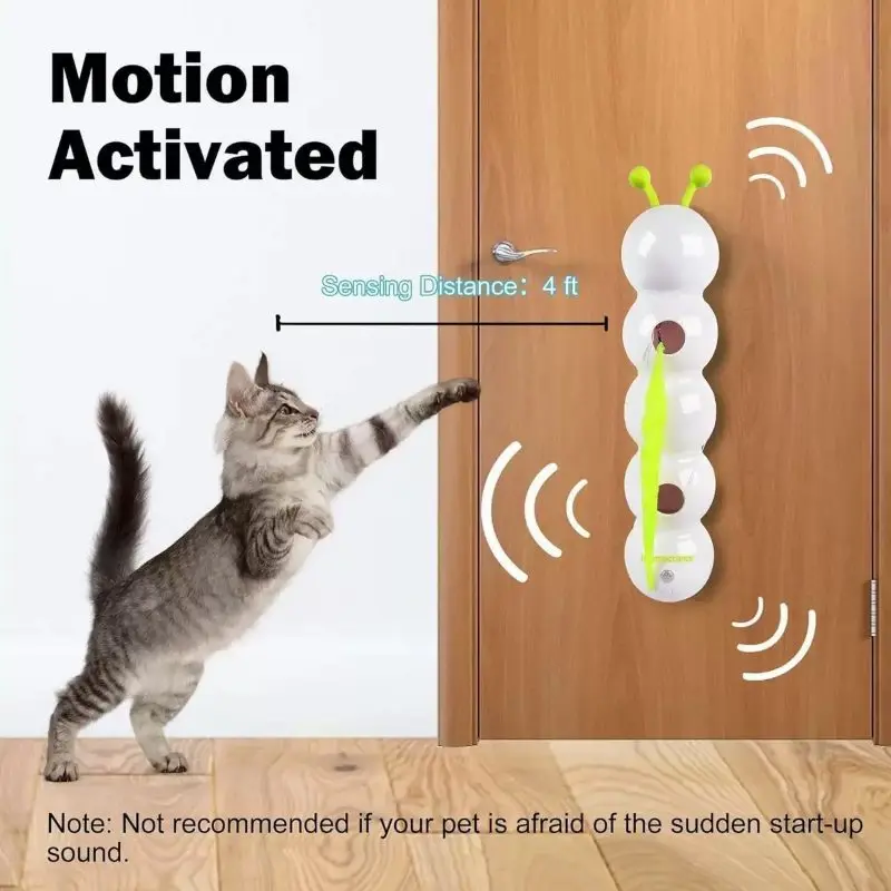 Caterpillar Interactive Cat Toy Motion Activated Wack A Worm Post Toy RechargeableAutomatic Teasing Cat Toy with Tail for Cats