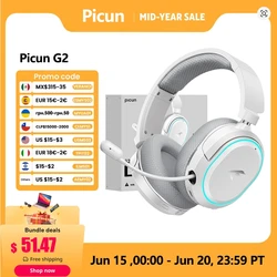 Picun G2 2.4GHz Bluetooth Wireless Gaming Headset For PC PS4 PS5 Phone Switch 5ms Low Latency 7.1 Surround Wired Headset ENC Mic