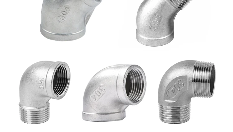 304 Edelstahl Gewindebogen mit Außengewinde und Innengewinde, 45-Grad-Bogenverbinder, 90-Grad-Rohrverbinder 1/4“ 3/8“ 1/2“ 1“ – Detail 2