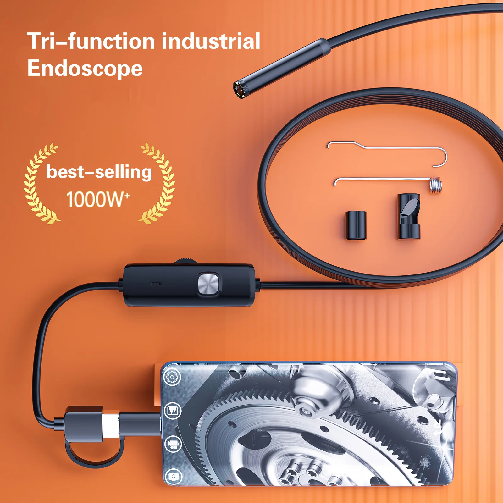

7.0MM TYPE-C Endoscope Camera IP67 Waterproof 6 LEDs Adjustable USB Android Flexible Inspection Borescope Cameras for Phone PC