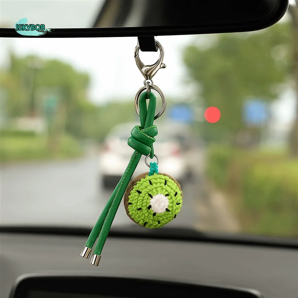 

Handmade Knitted Fruit Keychain Cartoon Fresh Cute Crochet Fruit Key Chain Watermelon Kiwifruit Weaved Keyring Car Key Pendant