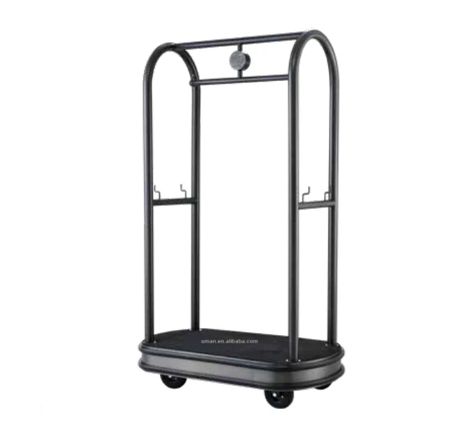 

Hotel Trolley Stainless Steel Grey Plated Color Bellman Cart Luggage Trolley
