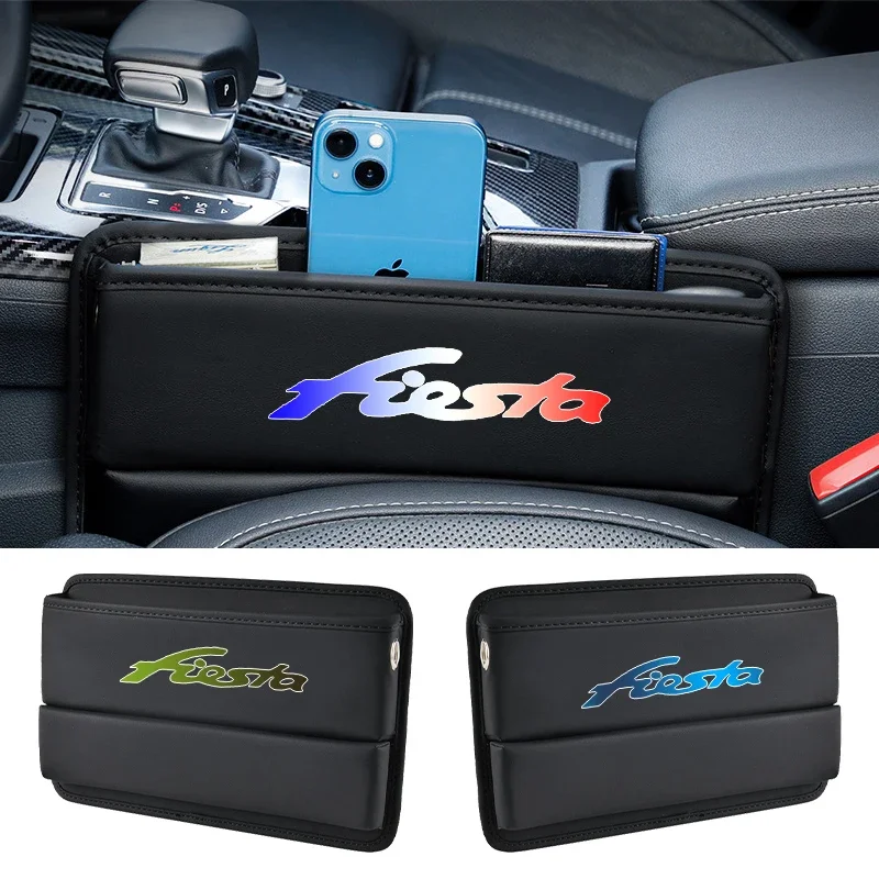 For Ford Fiesta 2013 2014 2016  Car Seat Gap Crevice Organizer Leather Storage Box Car Accessories