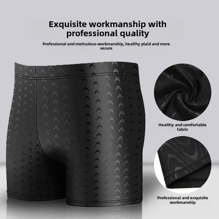 Adult Men's Swimming Pants Pure Black Plus Size Professional Waterproof Quick Dry Simulation Shark Skin Swimming Pants Wholesale