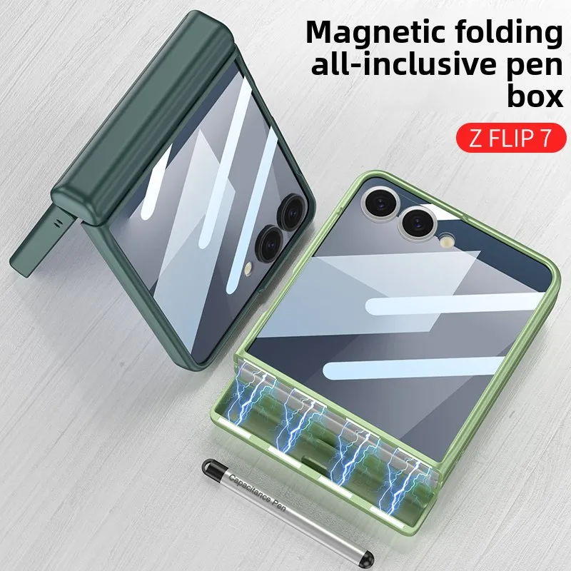 

Магнитный складной передний стеклянный чехол для Samsung Galaxy Z Flip 7 fe 6 Flip7 6, чехол для телефона с защитой пенопласта