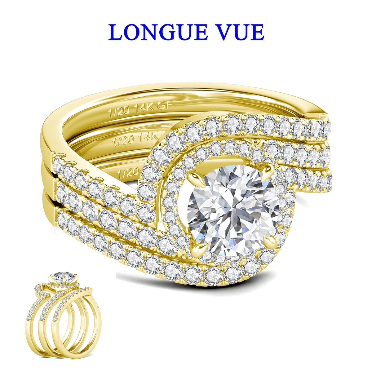 

2 шт., комплект колец для пары, 14-каратное золото, сверкающий муассанит, женские штабелируемые кольца, комплект обручальных пальцев, ювелирные изделия