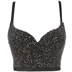 Summer Diamond Woman Tank Tops Beading Push Up Bustier Camis Punk Crop Top Ladies Clothes y2k High End Bra Women Corset Blusas