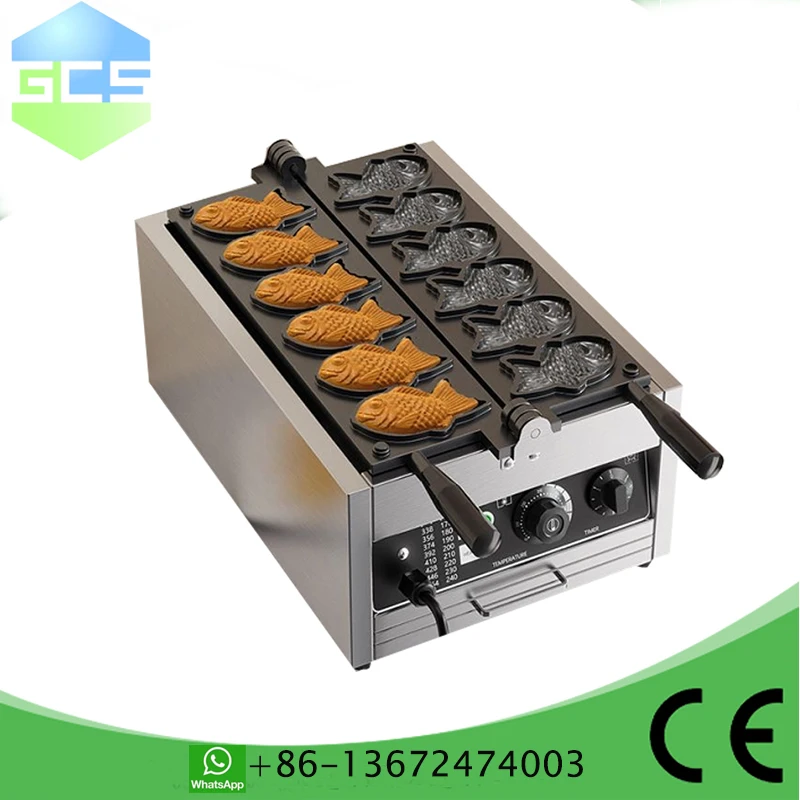 Fast Shipment Electric Regular Model 6 Pcs Big Fish Waffle Taiyaki machine , fish waffle maker,