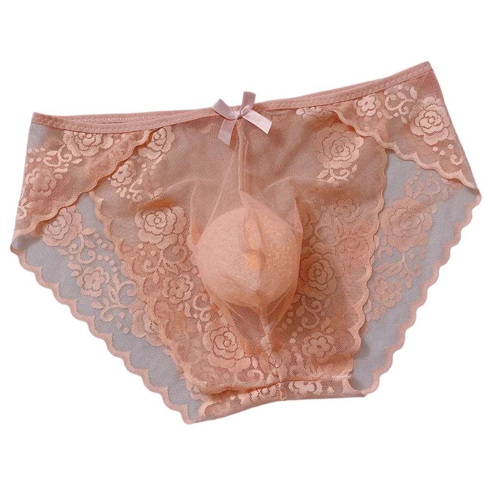 

Mens Brief Men Underwear Lace Lingerie Low Waist Male Nylon Panties Sexy Soft Solid Color Black L-2XL Underwear