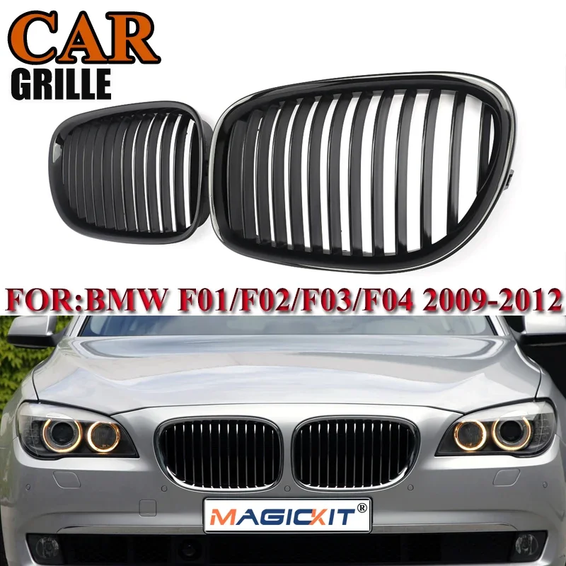 

MagicKit For BMW 7 Series F01 F02 730LI 740L 2009-2012 Kidney Grills Gloss Black Grilles