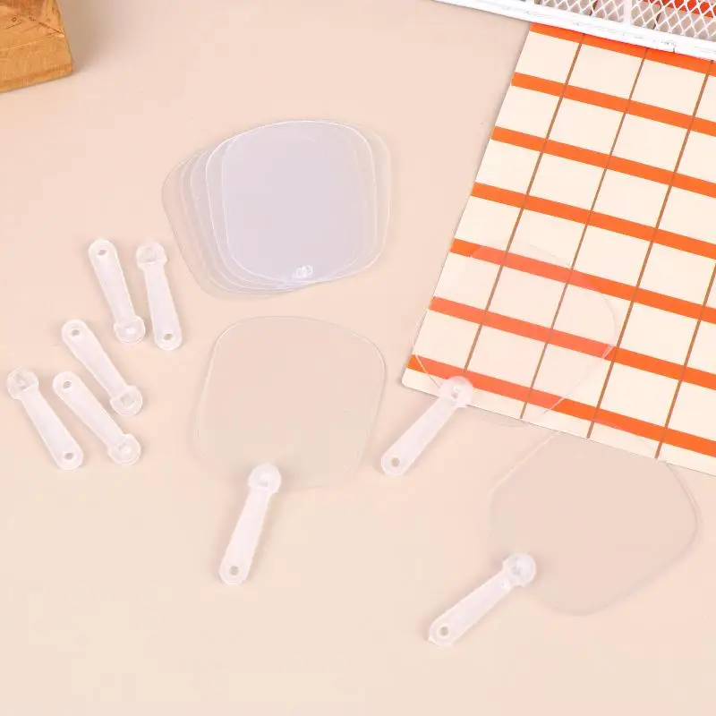 50Pcs Mini Transparent Plastic Hand Fan DIY Painting Small Clear Fan Lightweight Reusable Craft Fan For Kids Handmade Party Gift