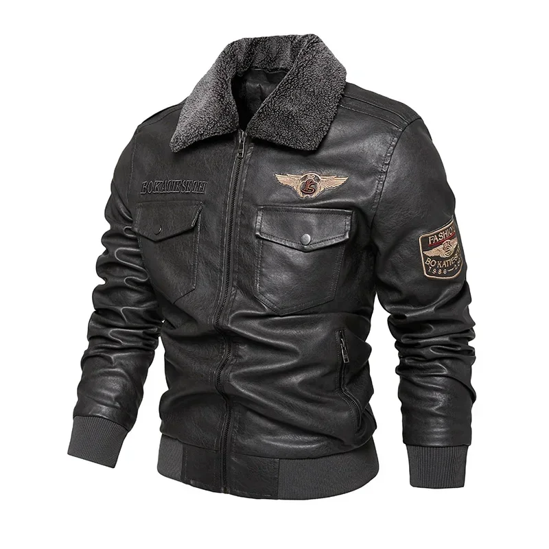 

Black Blue Clothing Plus Size PU Casual Leather Jacket Men Spring Autumn Coat Motorcycle Biker Jackets Slim Fit Outwear Male