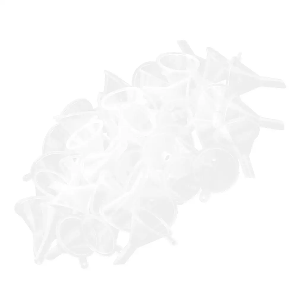 50 Pieces Mini Funnel Set for Bottles Essential Oil Perfume Transfer Plastic Round Cosmetics Funnel Diffuser Accessory