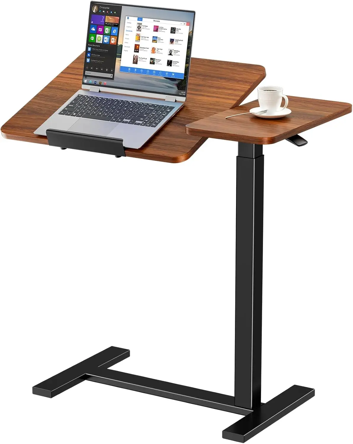 

Adjustable Height Rolling Laptop Stand with Tiltable Desktop, Portable Workstation for Home Office, Brown