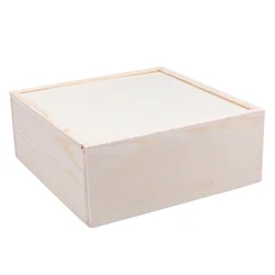 1Pc Wooden Gift Case with Push Cover Simple Square Jewelry Gift Box Bracelet Storage Box for Birthday Party and More