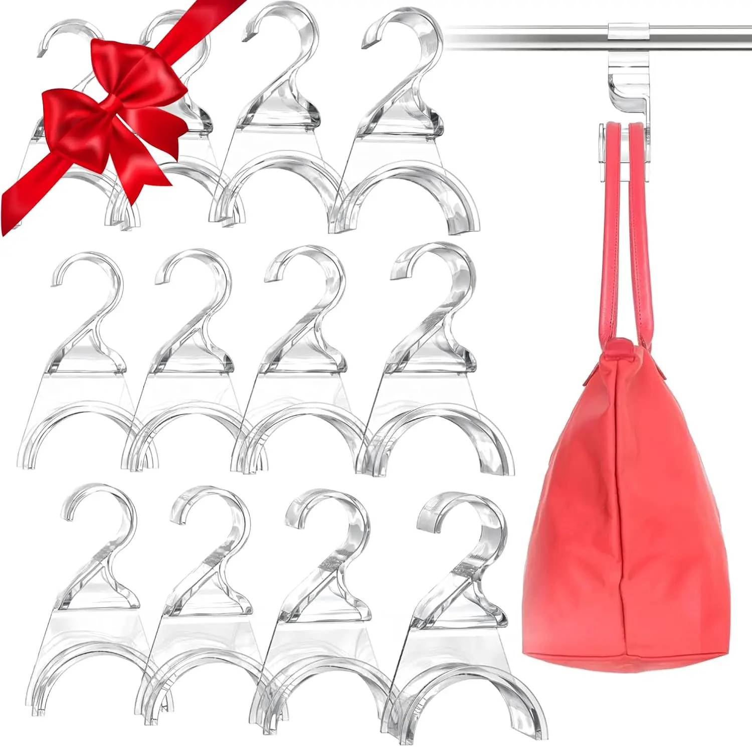 

Premium Clear Purse Hangers Set of 12 Durable Acrylic Handbag Organizers with Storage Bag Hanger for Luxury Closet Backpack