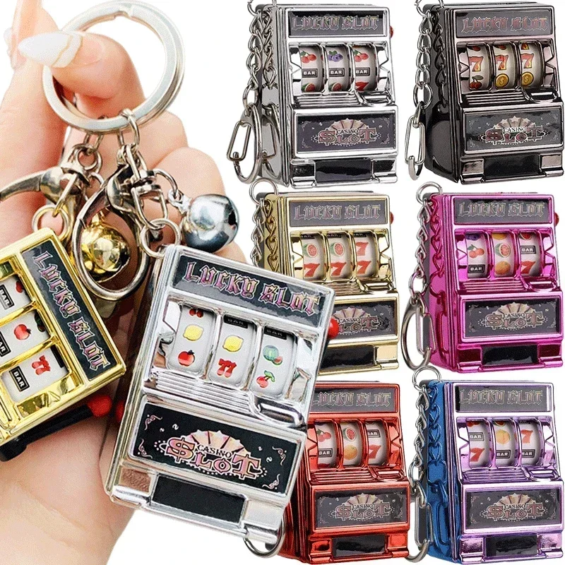 Lucky Jackpot Mini Fruit Slot Machine Arcade Birthday Keychain Gift Educational Toy Coin Operated Games Gambling Machine Keyring