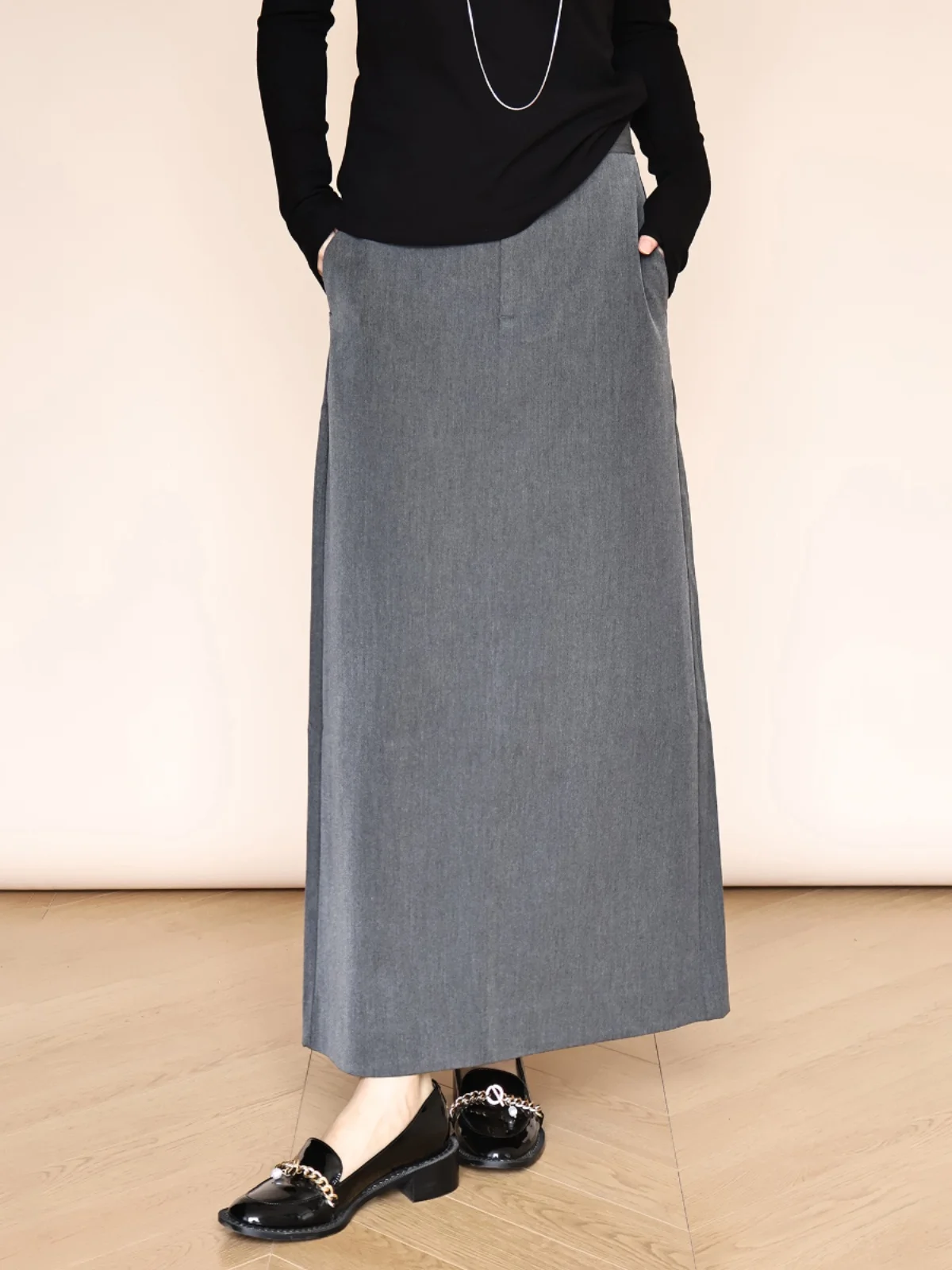 

Юбка-трапеция с высокой талией для женщин, деловая, универсальная, стройнящая, осенне-зимняя, простая и элегантная