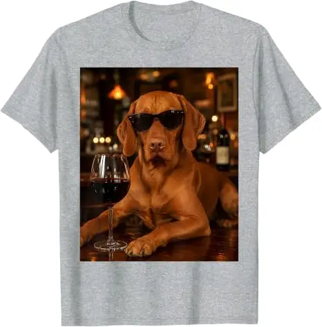 Vizsla trinkt Wein Sonnenbrille Lustiges Hunde-Meme T-Shirt Y2k Bar-Kunst Vizsla trinkt Wein Hund Grafik Ästhetische Kleidung Grafik – Detail 7