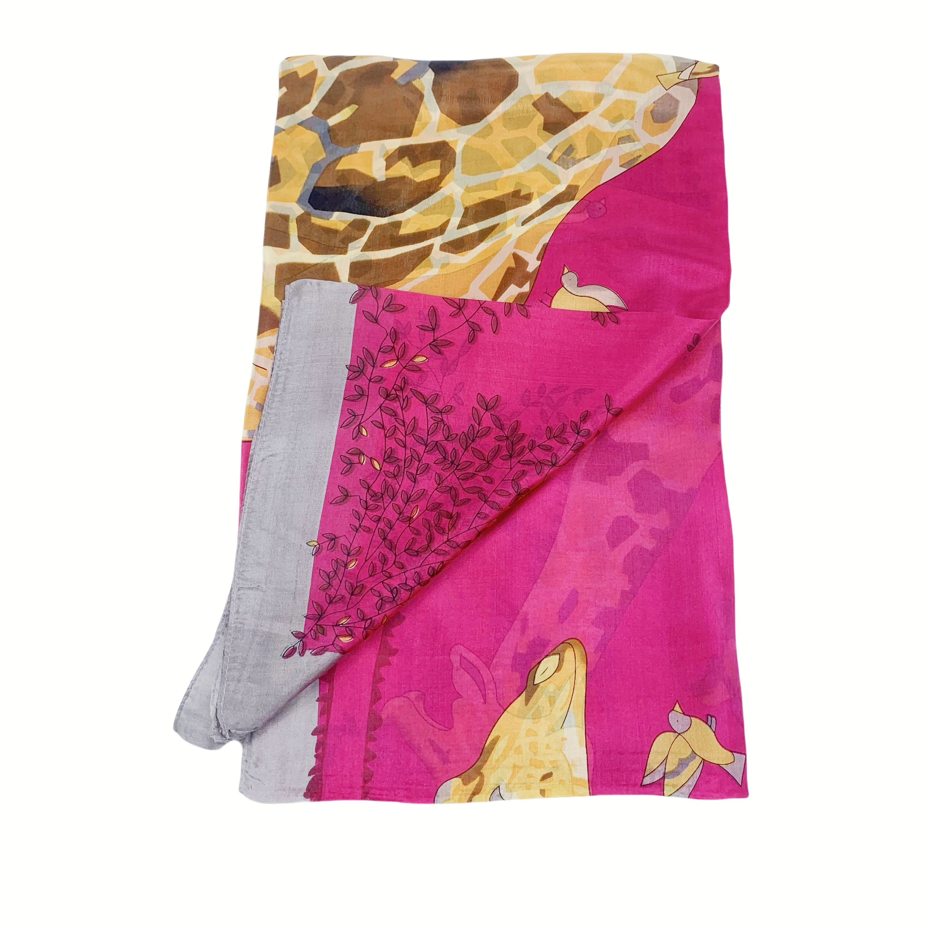 wholesale 100% pure silk mulberry silk Neckerchief hijabs elegant soft kerchief silk shawl  giraffe printing