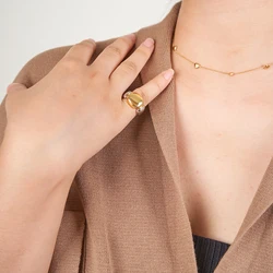 ENFASHION Geometry Oval Ring For Women Anillos Mujer Secondary Color Plated Rings Fashion Jewelry Elegant Jewelry Gift Cocktail