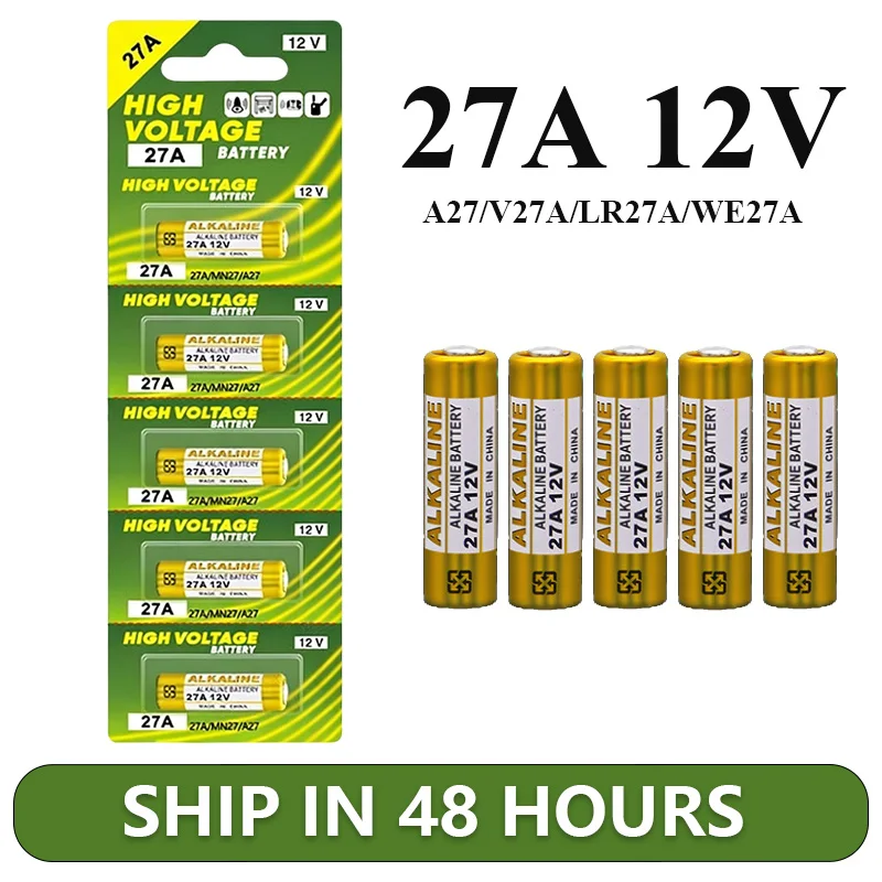 27A 12V Alkaline Battery A27/V27A/LR27A/WE27A for Car Alarm Remotes Ceiling Fan and Home Security Systems Control Toy Car Alarm