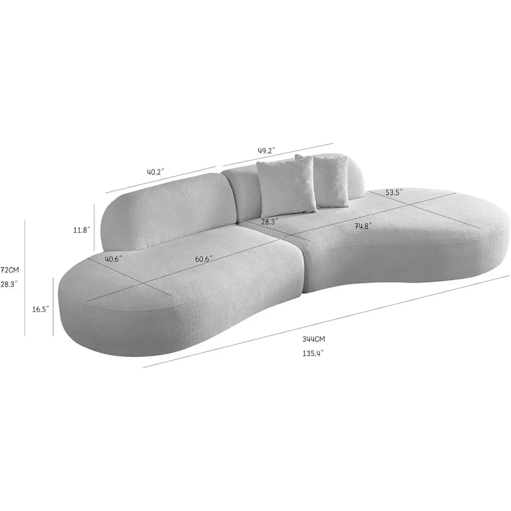 Curved Sectional Sofa,135.4-Inch Oversized 6-Seater Modular Couch with Chaise,Luxury Deep-Seat Memory Foam Sofas
