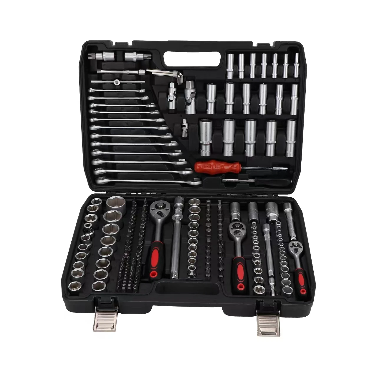 

216PC Metric 1/4" 1/2" Dr. CR-V Mechanic Tool Box Kit Spanner Socket Set Auto Repair Hand Tool Set