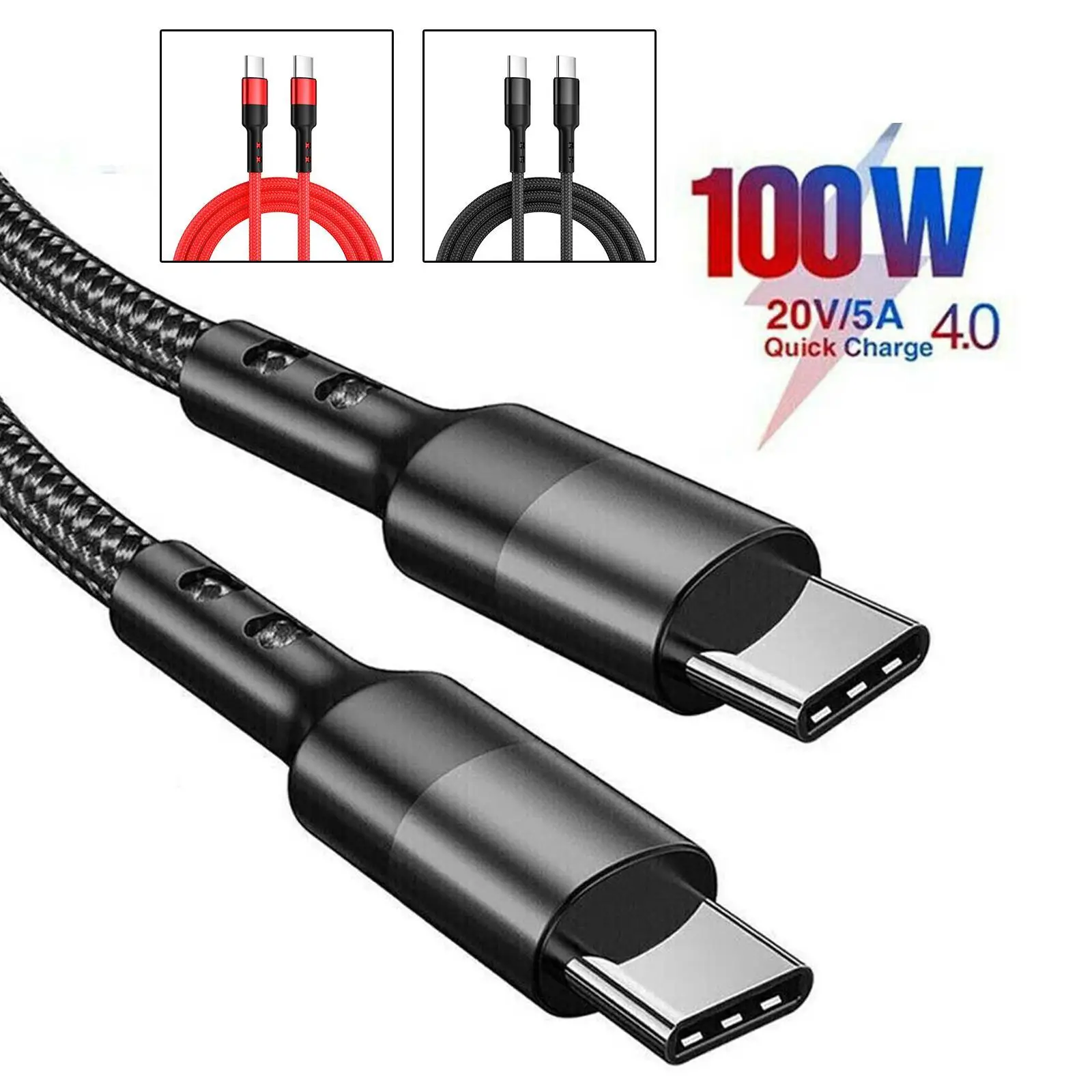 100w 5A USB C To C Fast Charging Data Synchronization Cable 1m/1.5m/2m