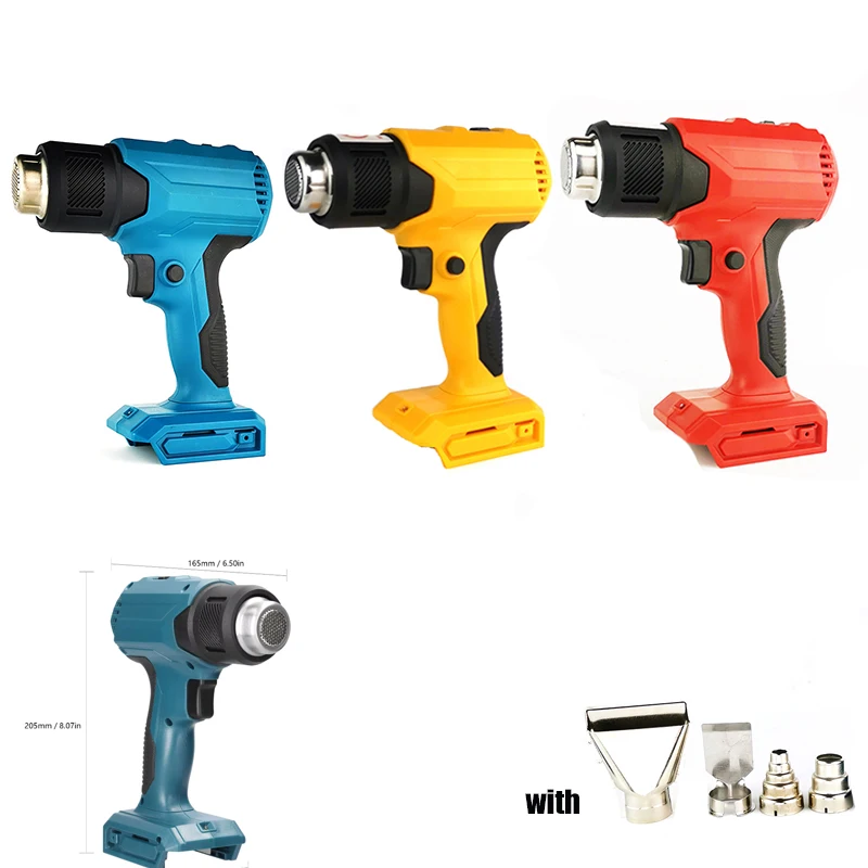 Portable heat gun with three-speed temperature adjustment for Makita 18V 20V battery fast heating with 4 nozzle attachments