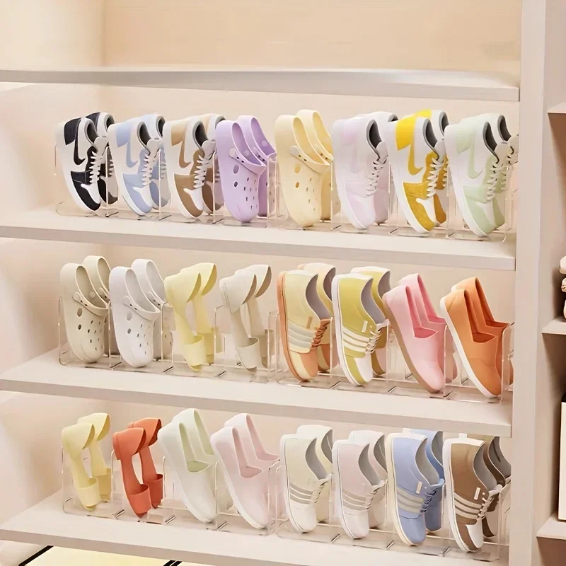 2/4 عبوة من منظم رف الأحذية العمودي الموفر للمساحة - متعدد الطبقات، سهل التجميع، تخزين مدمج لخزانة المدخل المنزلي