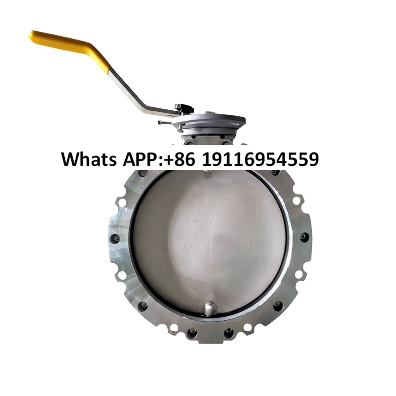 Manual dust powder butterfly valve stainless steel double flange series turbine handle DN100 heavy body